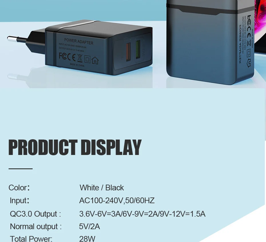 ZNP, универсальное зарядное устройство с двумя usb-портами, 5 В, 3,0 А, быстрая зарядка, настенное зарядное устройство, адаптер, штепсельная вилка европейского стандарта, быстрое зарядное устройство для мобильного телефона samsung, huawei
