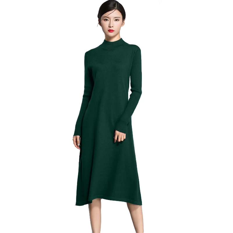 Женское кашемировое платье-свитер повседневное Длинное свободное платье с