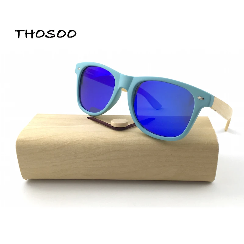 

100% Real Bamboo Wood Retro Rewind Classic Polarized Sunglasses 8Colors Polarized Lens Wooden Arm Thosoo