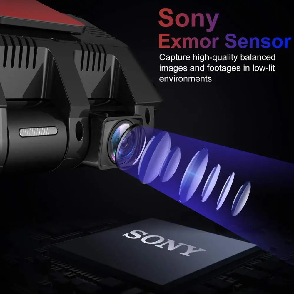 Pruveeo C2 Dash Cam с инфракрасным ночным видением 4K двойной 1080P фронтальная и внутренняя