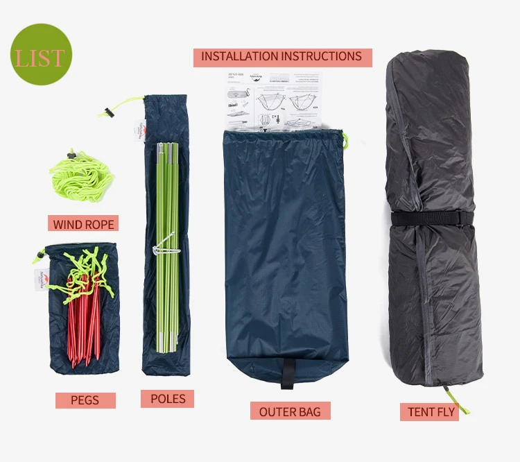 NatureHike Taga 1-2 Человек Палатка Кемпинг рюкзак палатка 20D сверхлегкий ткань NH17T140-J