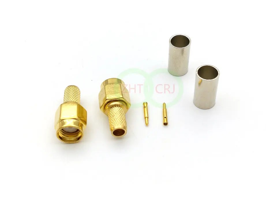 

2000pcs new gold-plated SMA male crimp connector for RG58 RG142 LMR195 RG400 cable
