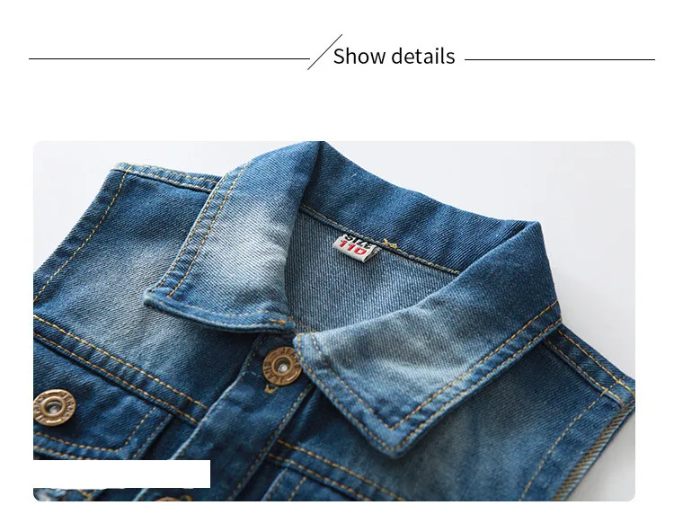 Girls Casual Cartoon Denim Vests Waistcoats Autumn Children Printed Fashion Vest Girl Jeans Outdoor Waistcoat