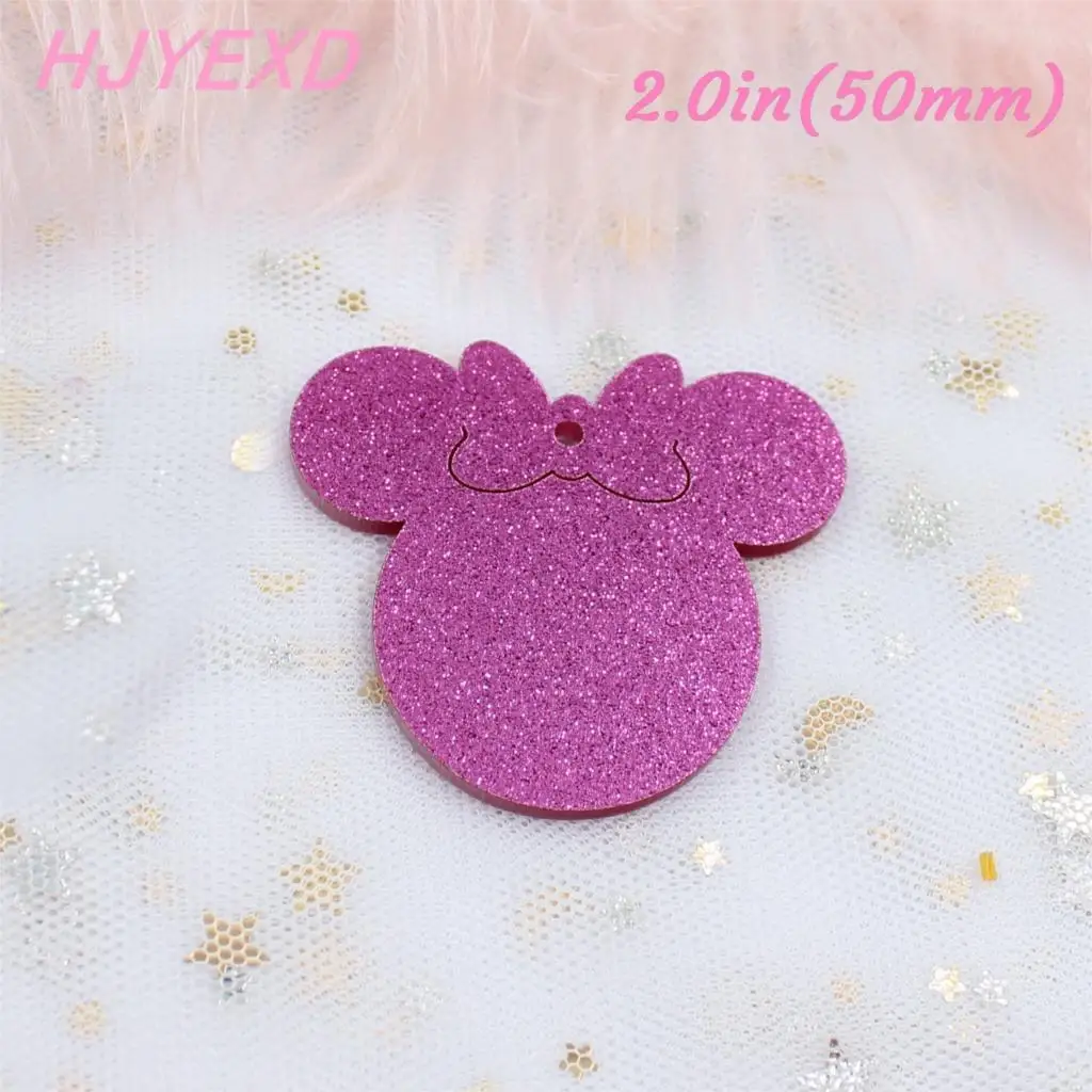 (5pcs)38mm /50mm Hot Pink Glitter Female Mouse Earrings Key Chains Party DIY Gifts Laser Cutout 1.5/2.0 inches -AC1572 | Украшения и