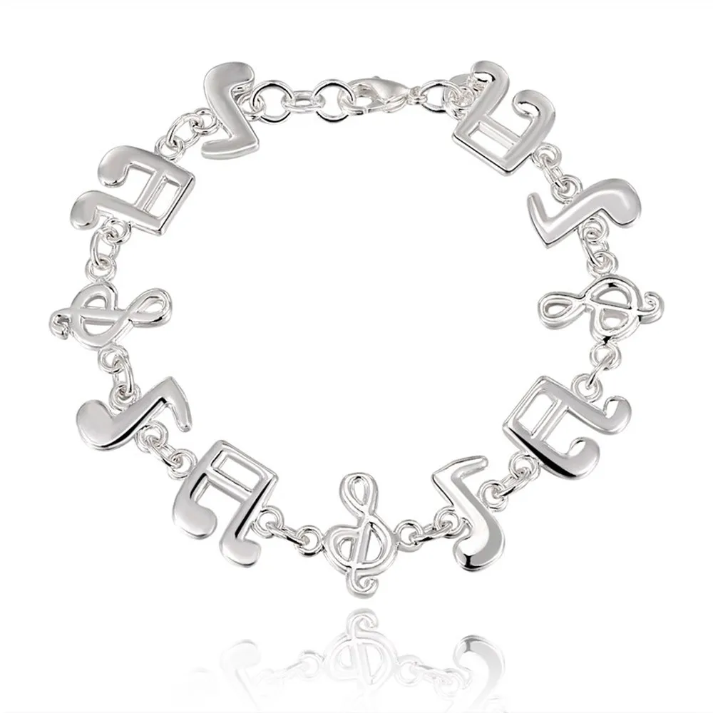 Silver Женский браслет, новинка, серебряный, милый, с музыкальной нотой, однотонный, женский, браслет, браслет, ювелирное изделие, Bransoletki Damskie Modis Pulseras Mujer# CE2 - Окраска металла: Silver
