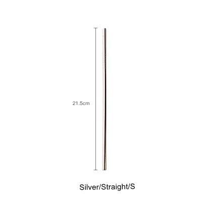 Silver-Straight-S Скандинавские красочные 304 нержавеющая сталь питьевой соломинки многократного использования изогнутая металлическая соломинка Высокое качество трубка Офис Бар посуда для напитков аксессуары - Цвет: Silver-Straight-S