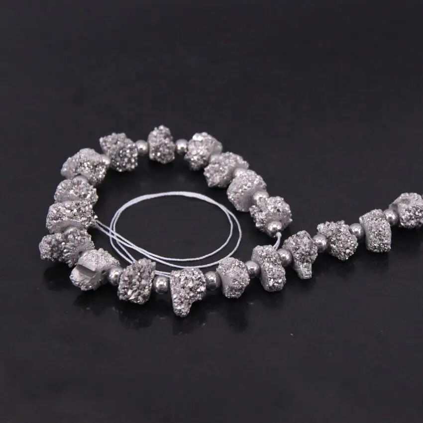AAA Grade 15 5 &quotнитей Silvers Титан Druzy Quartz Geode Nugget кусочки свободные бусы сырой Кристалл