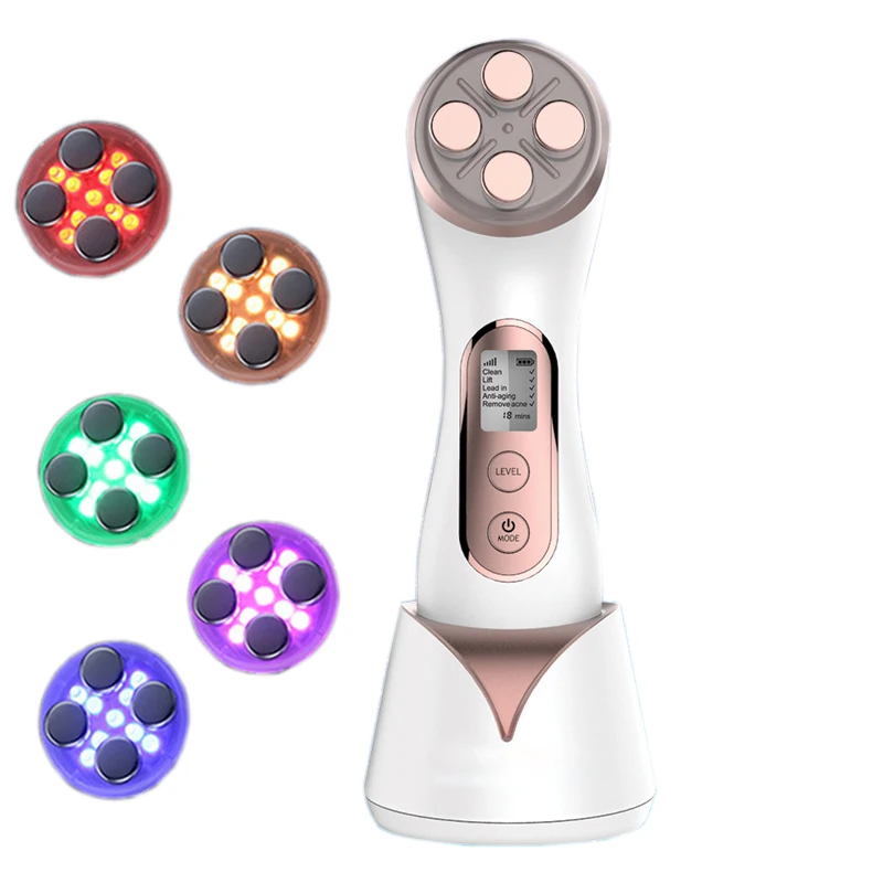 

5 In 1 Face RF EMS LED Photon Skin Rejuvenation Machine Anti Age Facial Lifting Tightening Deep Cleaning Device Beauty Massager