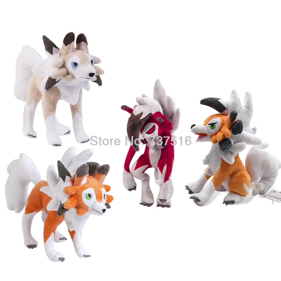 Lycanroc 4 of Set Новые мягкие животные солнце и луна Lycanroc Полночь полудня Сумерки мечта формы плюшевые мягкие куклы детские игрушки-персонажи 9-10 дюймов подарок - Цвет: Lycanroc 4 of Set