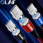Магнитный usb-кабель OLAF, 1 м2 м, мобильный телефон круглых кабелей, для быстрой зарядки iPhone, USB Type-C, Micro, Android, магнитный кабель, шнуры