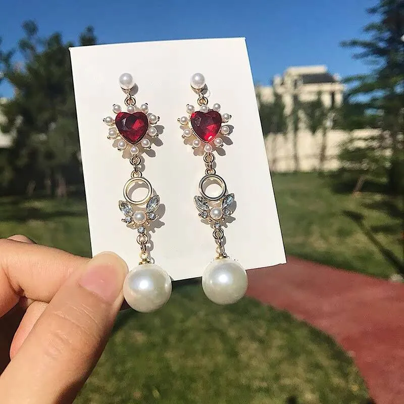Женские длинные висячие серьги MENGJIQIAO корейский стиль 2018 большие с искусственным