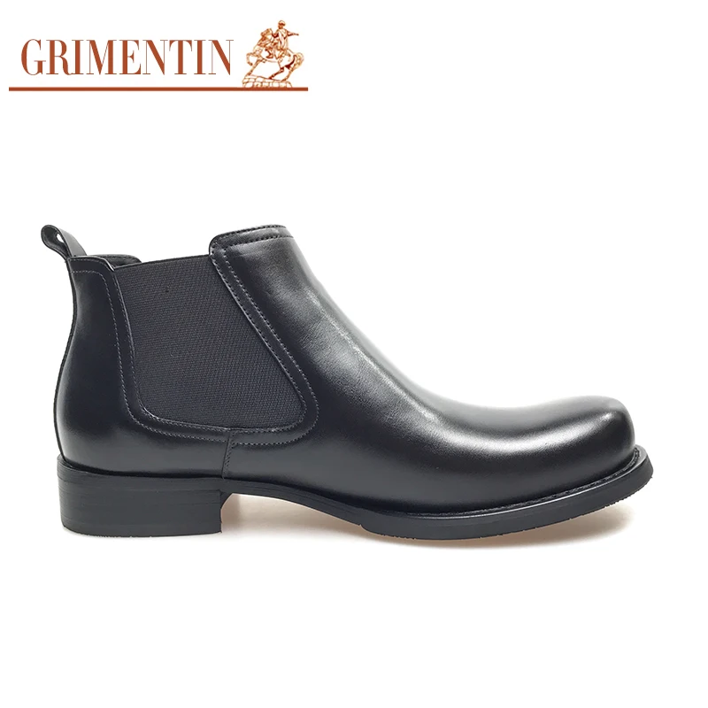 GRIMENTIN/брендовые модные черные мужские ботинки из натуральной кожи удобная