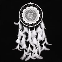 white lace flower dreamcatcher wind chimes indian style feather pendant dream catcher creative car hanging decoration for home