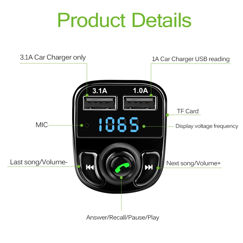 Автомобильный комплект Onever Bluetooth MP3 плеер беспроводной fm-передатчик Радио