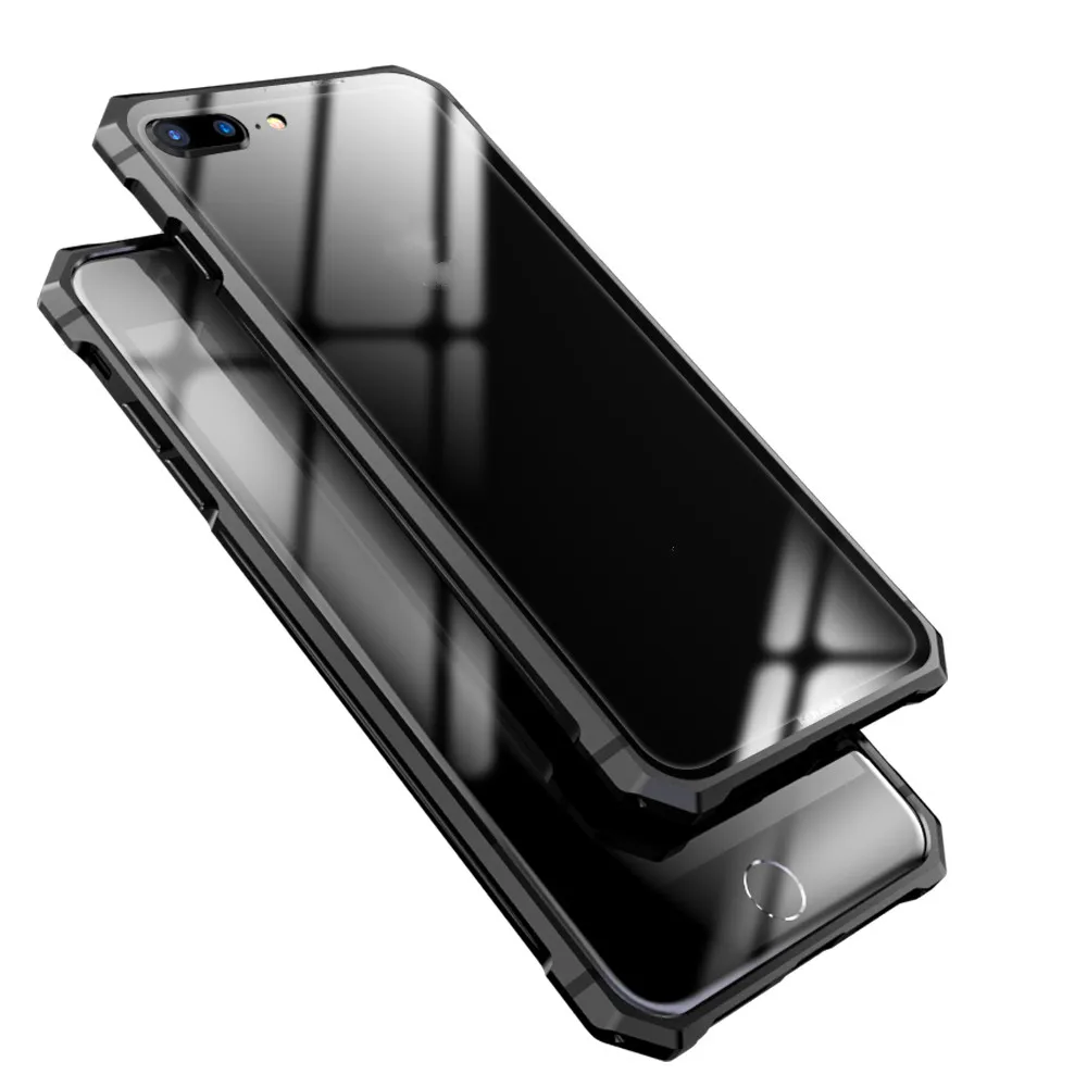 Voppton For iPhone 8 7 Case 9h anti-explode Tempered Glass Back Cover Plus X Armor shockproof capa |