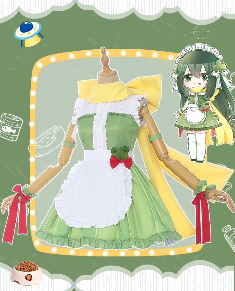 Мой герой Академии Asui цую карнавальный костюм Osare Maid Cafe фартук платье униформа костюмы для Хэллоуина для женщин аниме одежда