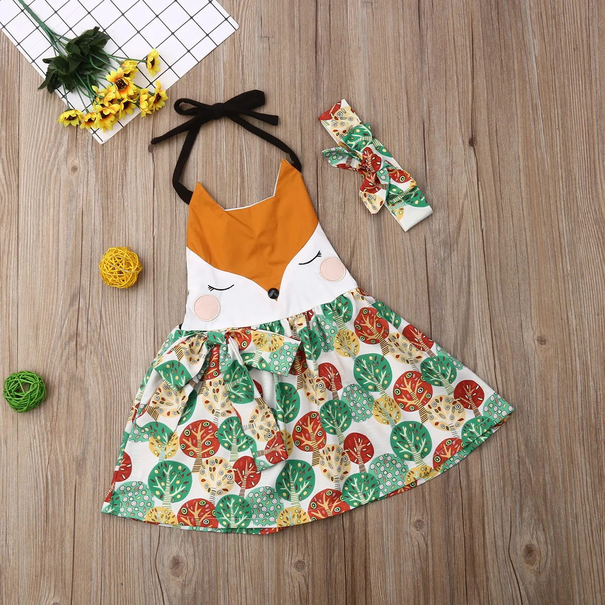 Платье для маленьких девочек с героями мультфильмов милое платье-пачка лисой и