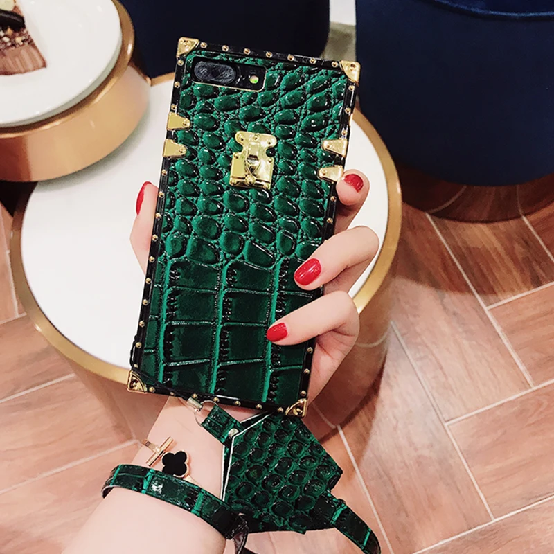 Модный чехол GlamPhoneCase с узором крокодиловая кожа для iphone X 7 7plus 6 6S 8 plus + мягкая