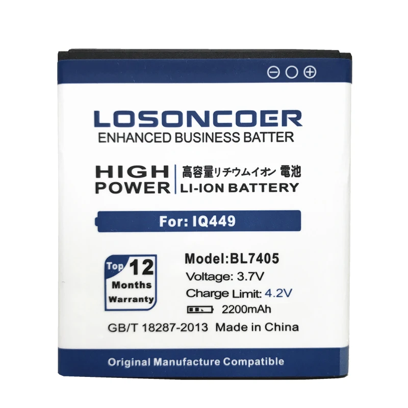 Losoncoer 2200 мА/ч, BL7405 для Fly IQ449 Iq449 BL-7405 BL 7405 литий-ионный полимерный Дополнительный внешний аккумулятор, Батарея