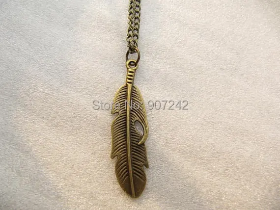 wholesale feather pendant Charm Necklace with charm chain jewelry Fashion Jewelry antique | Украшения и аксессуары