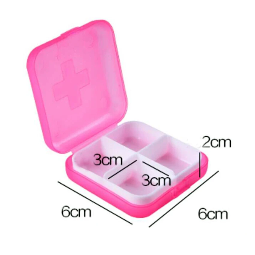 1pc Mini Pill Box Foldable Container Drug Tablet Storage Travel Case Holder Cute Plastic Medicine 4 grids | Дом и сад