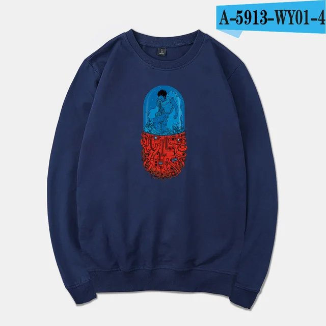 navy blue Акира аниме фильм Повседневный Свободный пуловер с капюшоном толстовки мужские толстовки с принтом толстовки женские размера плюс 4XL спортивный костюм топы - Цвет: navy blue