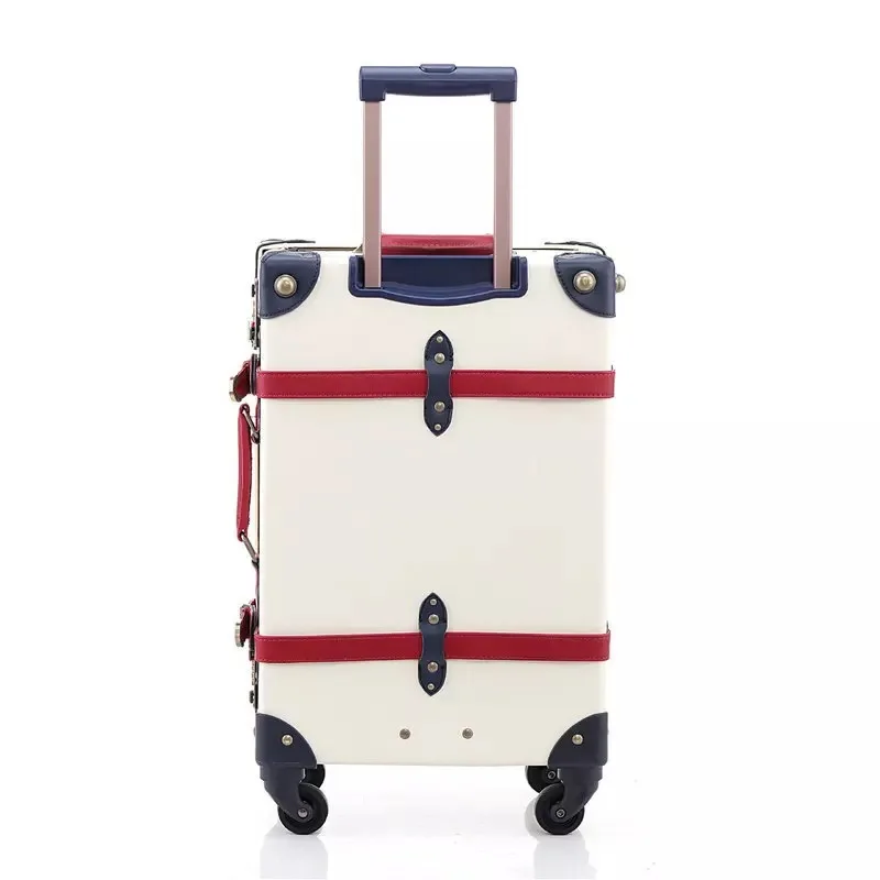 

Retro Travel suitcase on wheels fashion Spinner rolling luggage Women fashion caibin trolley suitcase PU leather road suitcase