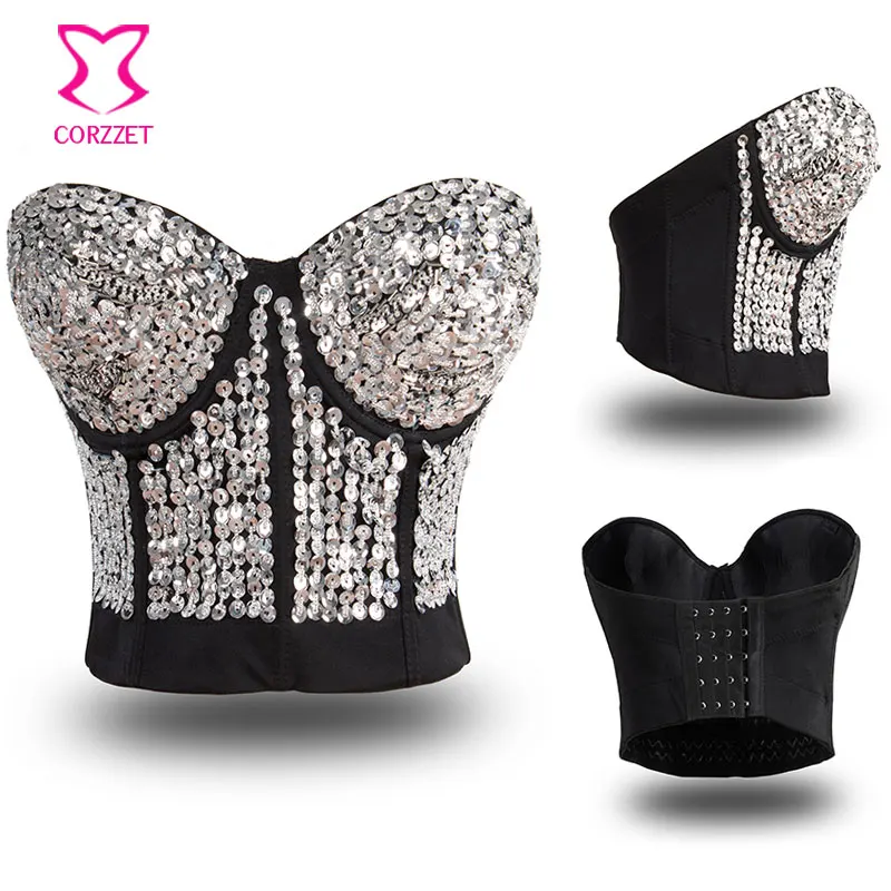 (2 шт./лот) бюстгальтер бюстье с блестками золотого/серебряного цвета женское