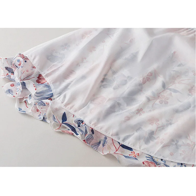 

Chiffon High Elastic Waist Party Dress Women Flower Print Floral V-neck Bohemian Dress Female Summer Dress Vestido Plus Size 3XL