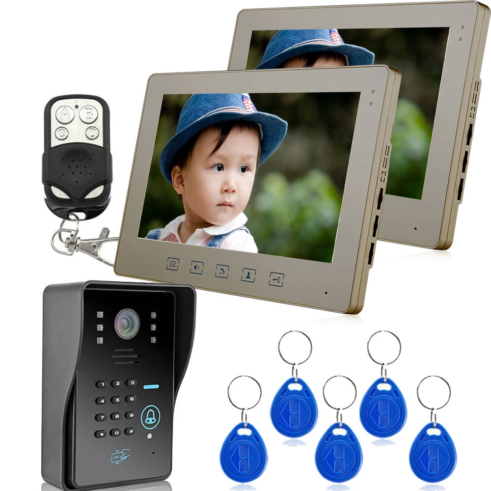 

Home 10 "TFT видео-телефон двери внутренной связи Системы 2 монитора доступа RFID Камера