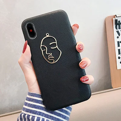 black GlamPhone чехол простой кожаный металлический чехол для телефона для девочки для iPhone XS Max XS XR 8 8plus 7 7plus 6/6s Plus мягкая задняя крышка - Цвет: black