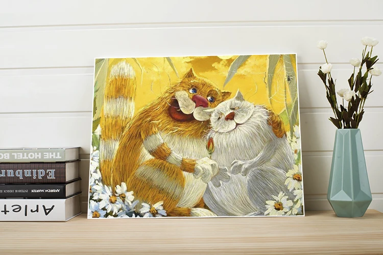 Мультяшные кошки изображения пронумерованы 40x50 см цельные акриловые краски картинки с животными на холсте наборы настенные искусства для украшения дома