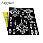 1 шт. большой трафарет для татуировок с хной для тела + 1 шт. черная паста для хны, полые цветочные украшения для ног, шаблон для боди-арта