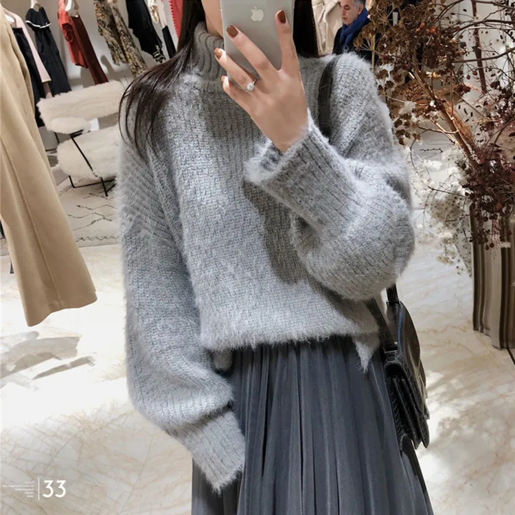 Casual Women's Sweaters Japanese Kawaii Ulzzang Loose Velvet Knit Sweater Female Korean Harajuku Punk Clothing For Women | Женская