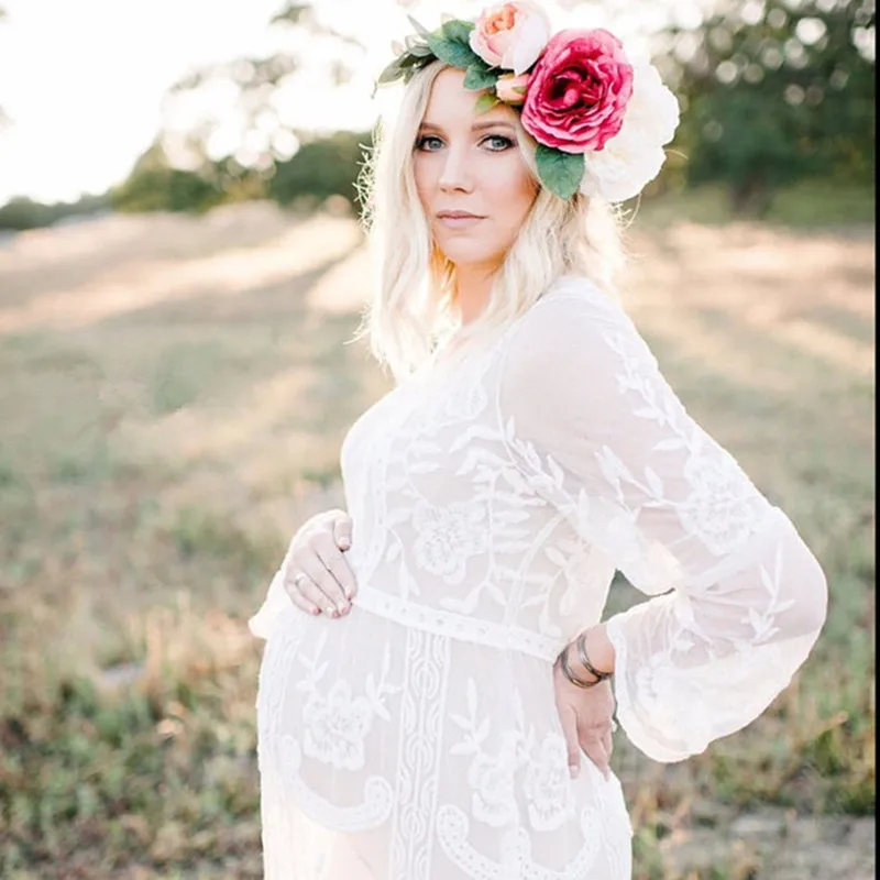 Maternity Photography Props Cotton Maternity Clothes Lace Vestidos Fashion pregnant Clothes Lace Crochet maternity dress