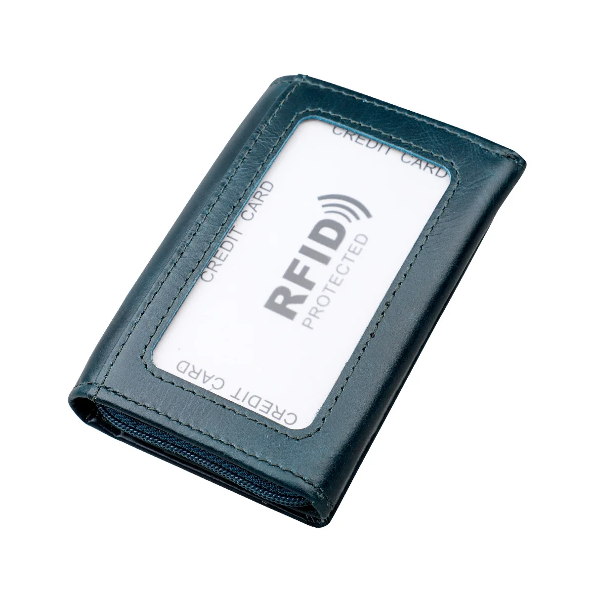 RFID Противоугонная натуральная кожа, кошельки для карт, мужской кредитный держатель для карт s, Женский держатель для карт и ID, Мужской органайзер, бизнес-держатель для карт - Цвет: blue