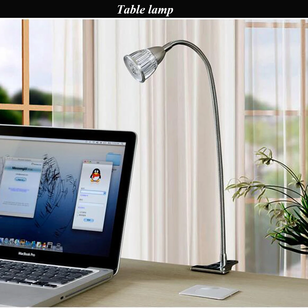 GLW 5 Вт Led Настольная лампа для чтения книги Гибкая 50 см трубка настольная белый