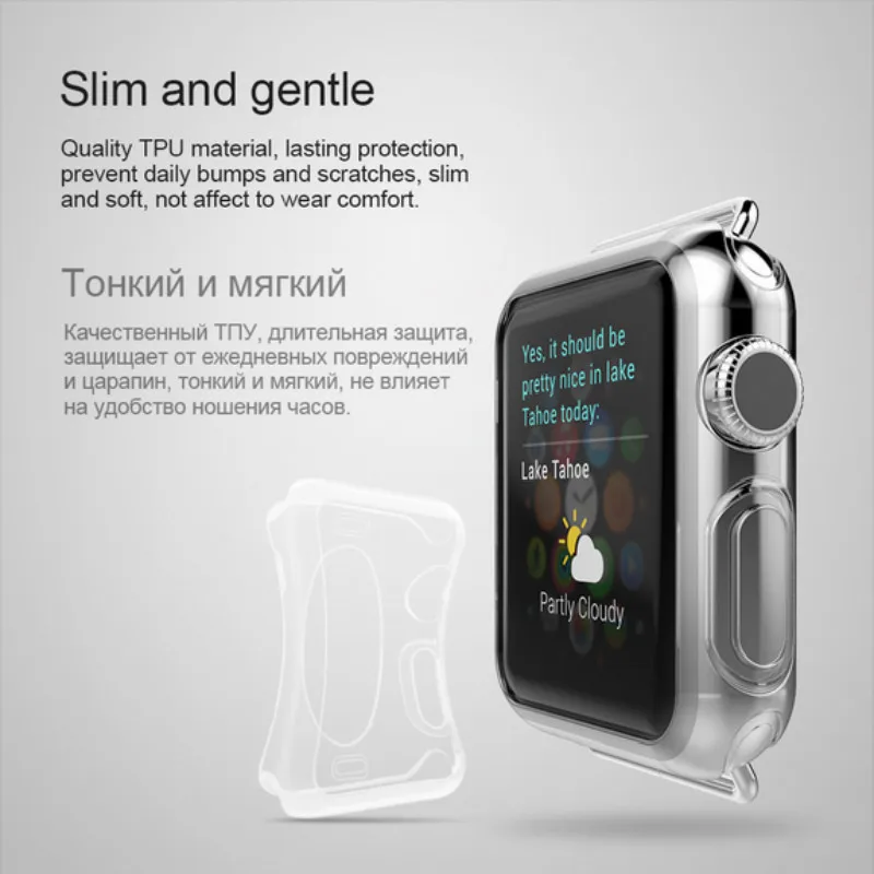 Shell for Apple Watch HOCO iWatch Series23 Soft Transparent Case Ultra Thin Clear Protective Cover Protection Smart Bumper | Электроника