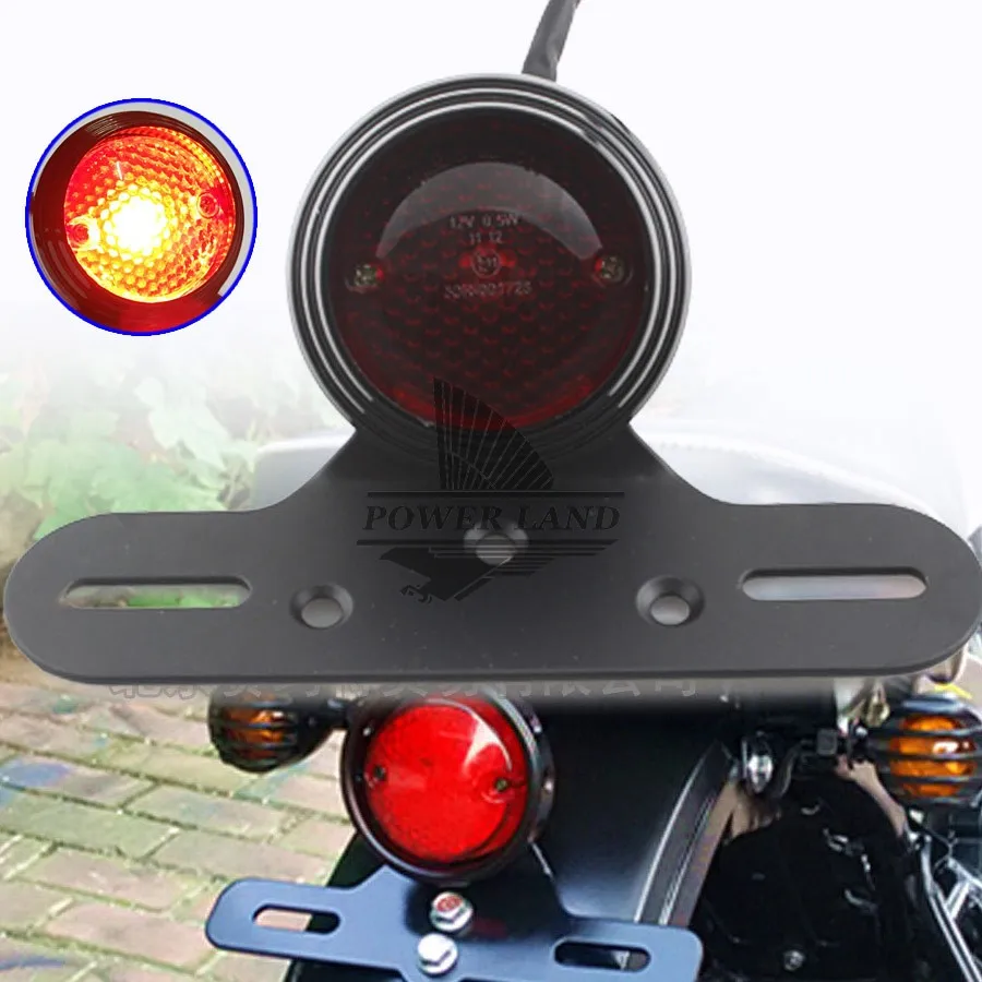 

Black Retro Tail Brake Light Motorcycle Red Lens Stop Warning Light fit for Harley Bobber Dyna Sportster Chopper Cafe Custom