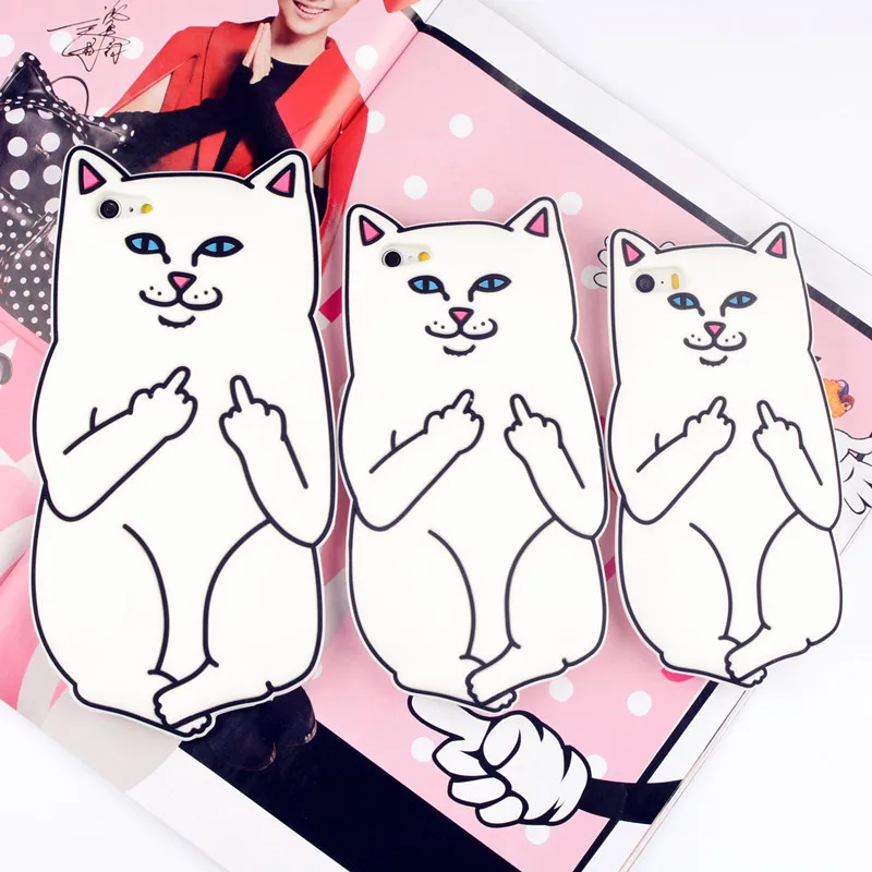 For iPhone 5 5s/ 5c/ SE /6 6s 4.7&quot / 6 Plus 5.5&quot RIPNDIP Pocket Cat Silicone Rubber Cell Phone Cases Covers Case |
