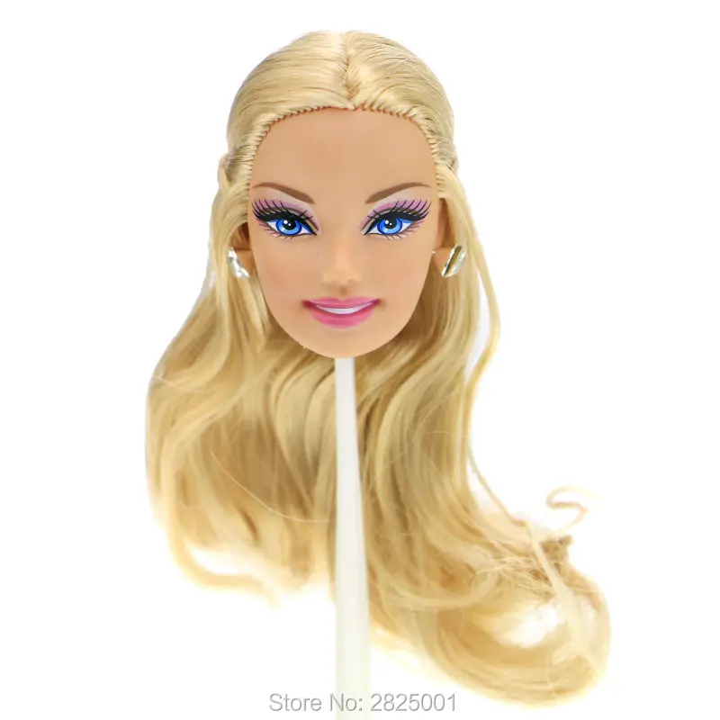 Высокое качество 1х Золотая оплетка голова куклы с модными серьгами голая 12