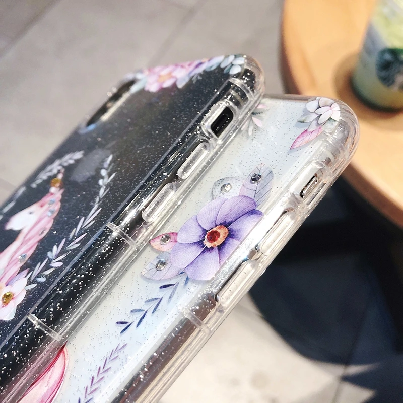 Coque for iPhone 7 7Plus Case Luxury Glitter Rhinestone Unicorn Phone on 6 6S 8 Plus X Cover Women |