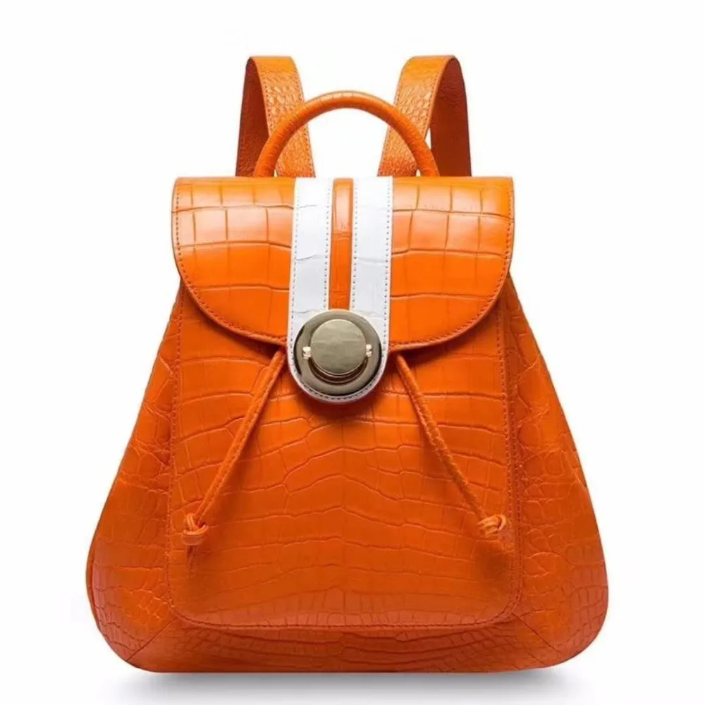 Женский Повседневный Рюкзак из 100% натуральной крокодиловой кожи сумка