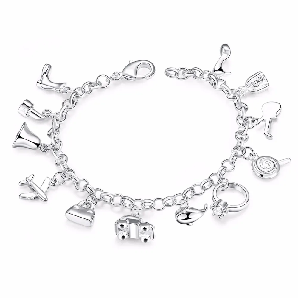 

S373 Silver Bracelet & Bangle For Women Fashion Jewelry Statement Charm Bracelet Free Shipping Wholesale