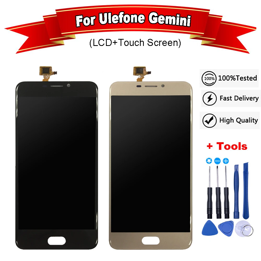 5 дюймовый ЖК дисплей для Ulefone Gemini + сенсорный экран 100% протестированный