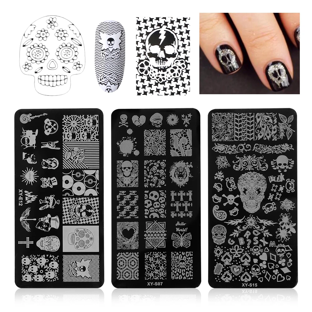 1 шт. пластины для штамповки ногтей сделай сам Череп Сова Паук стальная модель
