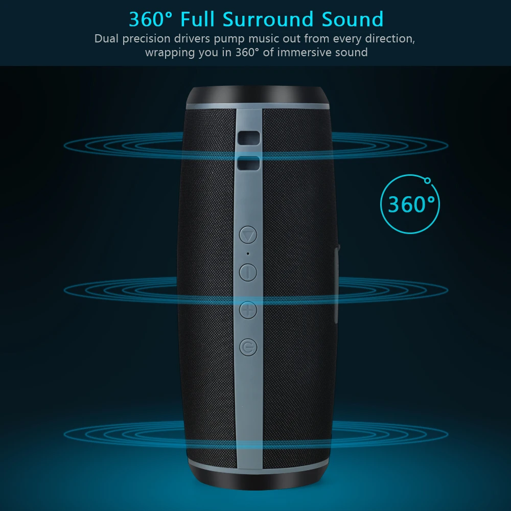 TOPROAD Портативные 10 Вт Bluetooth колонки беспроводные двойные басы звуковая коробка Наружная стерео Колонка поддержка TF FM радио USB TWS Handsfree