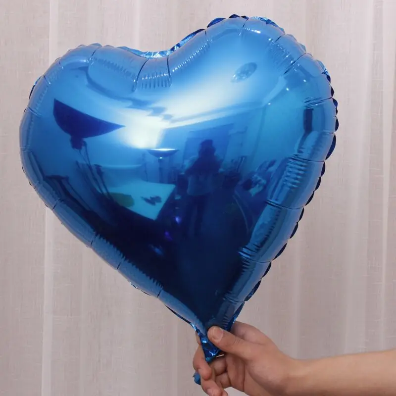 Синий 10 шт Baby Shower большой 18 дюймов Сердце партия украшений алюминия Фольга баллоны YearBirthday вечерние шары для взрослых/детей - Цвет: Синий
