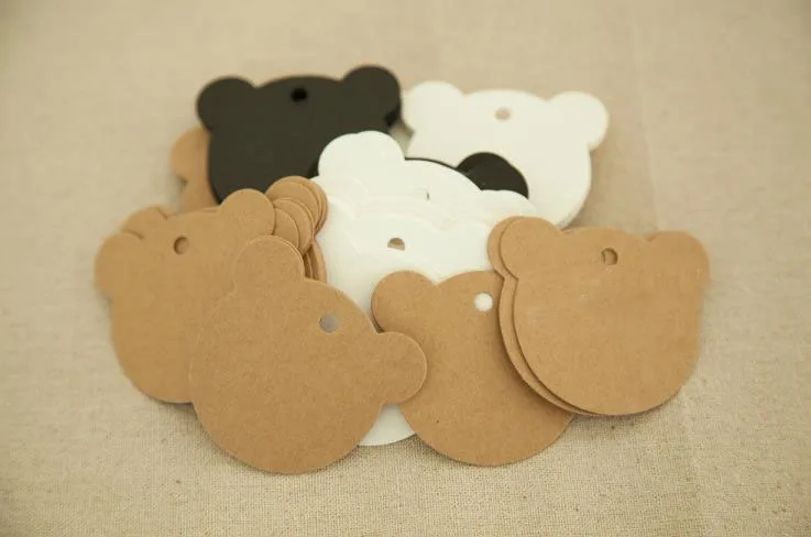 100 шт./компл. милые бирки сделай сам из крафт-бумаги этикетка в форме мини-медведя