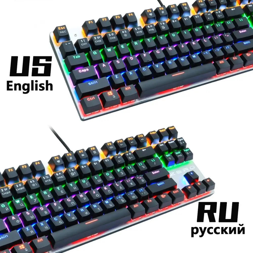 metoo gaming mechanical keyboard game anti ghosting russianus blue black red switch backlit usb wired keyboard for pro gamer free global shipping